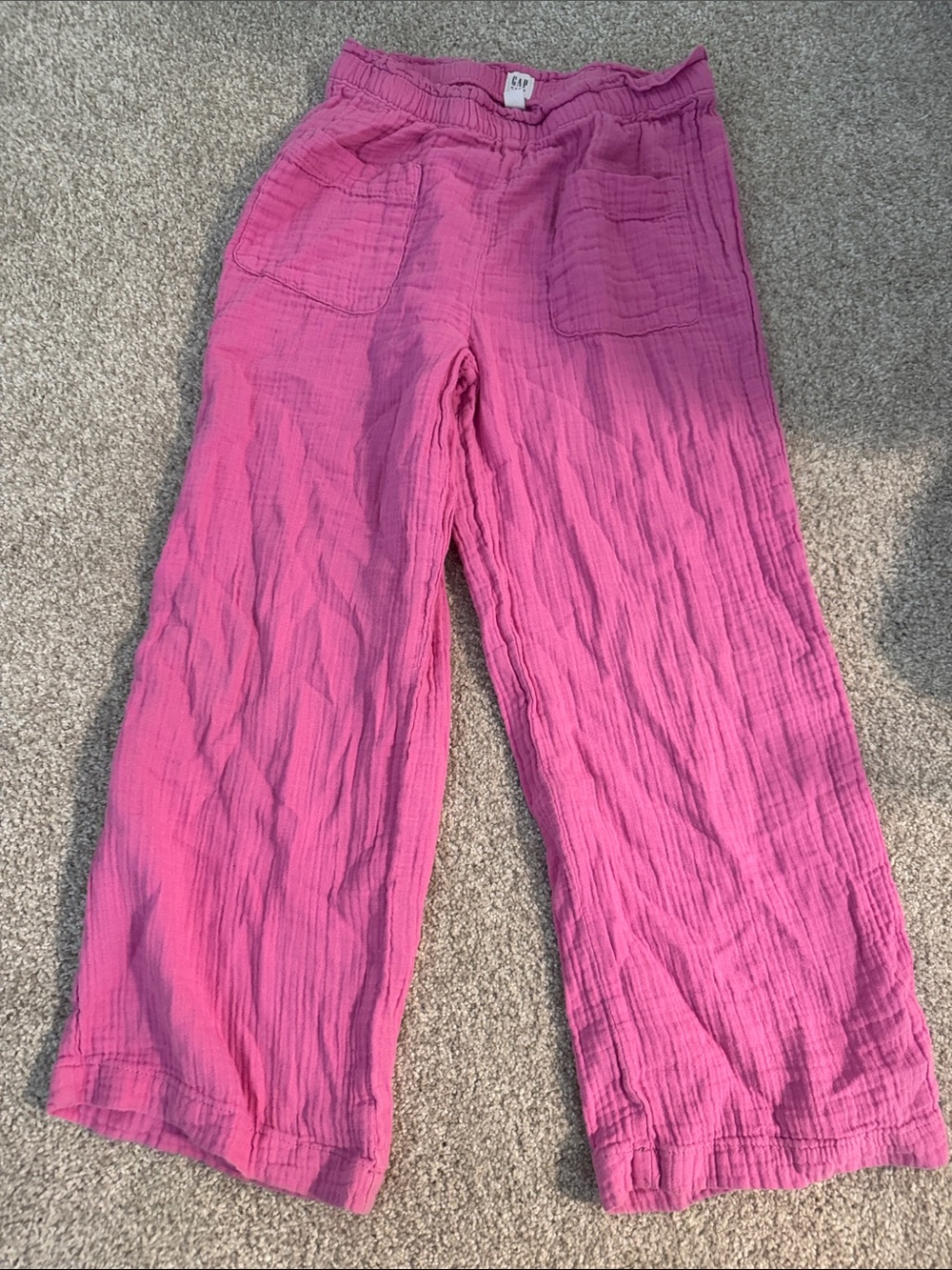GAP Bright Pink Gauze Wide-Leg Pants